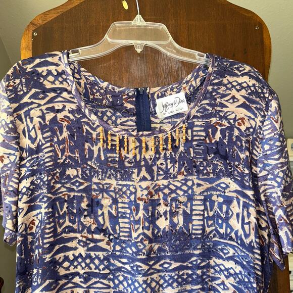 Vtg 1990s Maxi Dress LONG Jeffrey Dara Size Flowy wood beads boho hippie L/XL - Picture 3 of 13